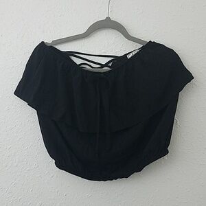 𝅺chloe K black flutter tube blouse Medium strappy